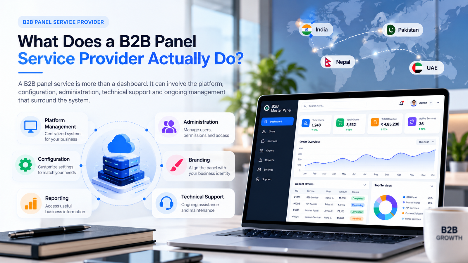 B2B panel service management and administration interface