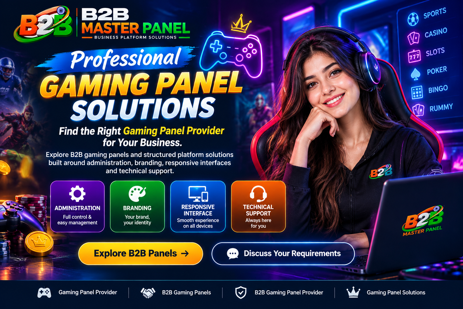 Gaming panel provider business platform dashboard